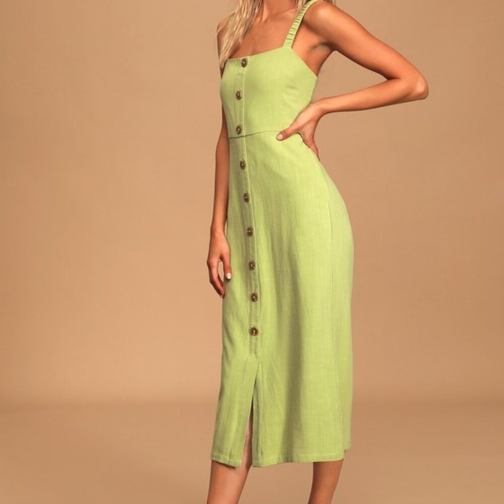 Lulus Casual Vibes Green Button Front Sleeveless … - image 1